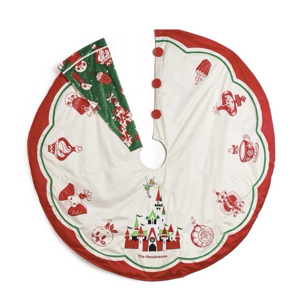 Disney Tinkerbell Fantasyland Castle Reversible Christmas Holiday Tree Skirt NWT